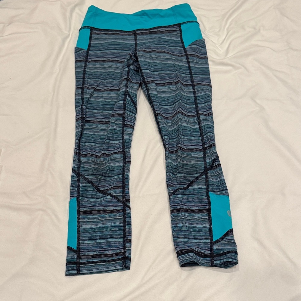 lululemon athletica Kids Teal and Black Patterned Leggings
